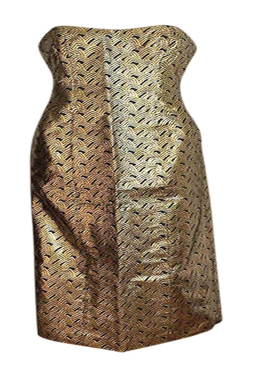Golden strapless dress