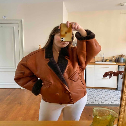 Blouson en peau lainée 
