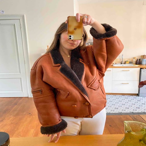 Blouson en peau lainée 