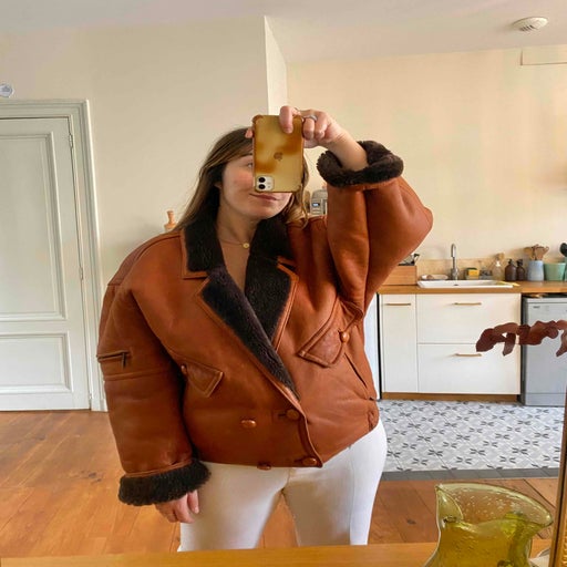Blouson en peau lainée 