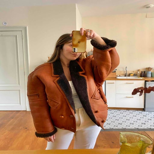 Blouson en peau lainée 