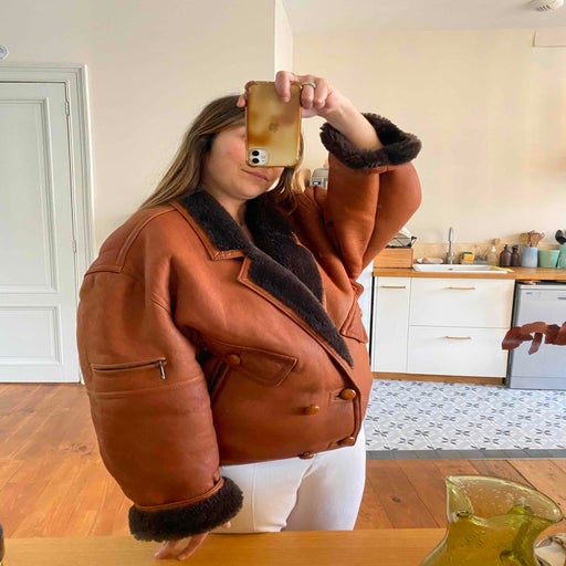 Blouson en peau lainée 