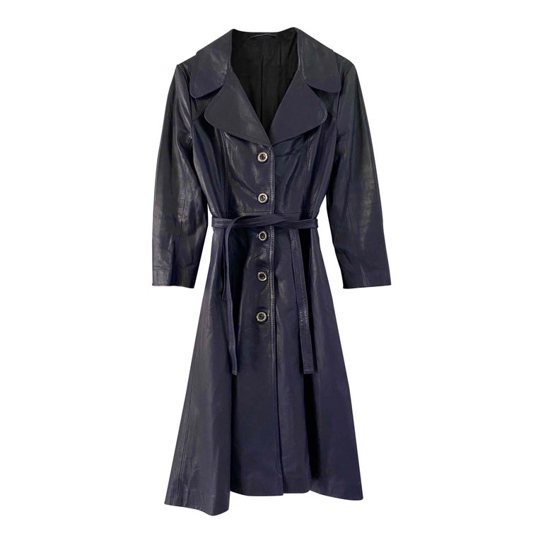 Trench en cuir bleu 