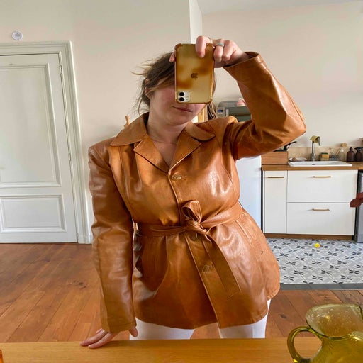 Leather safari jacket
