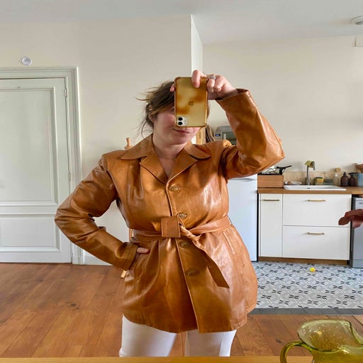 Leather safari jacket