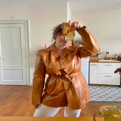Leather safari jacket