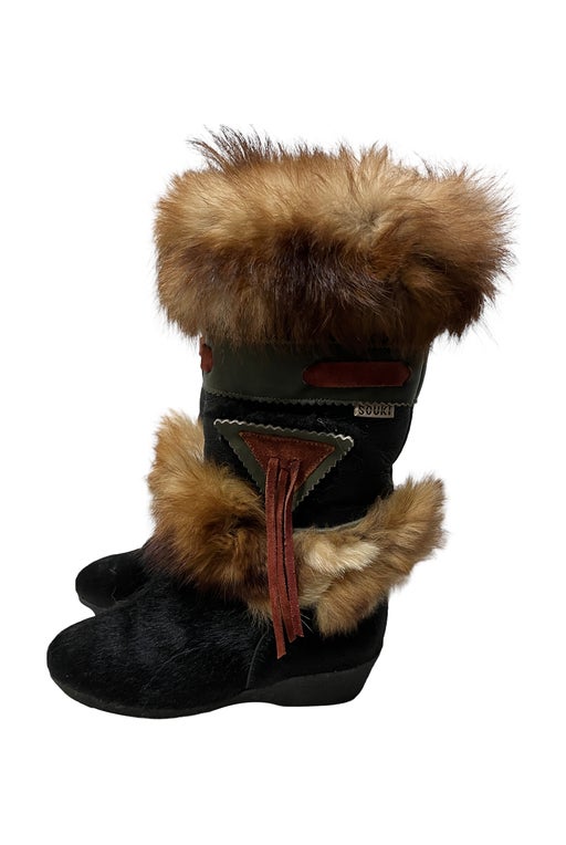 Leather and fur boots