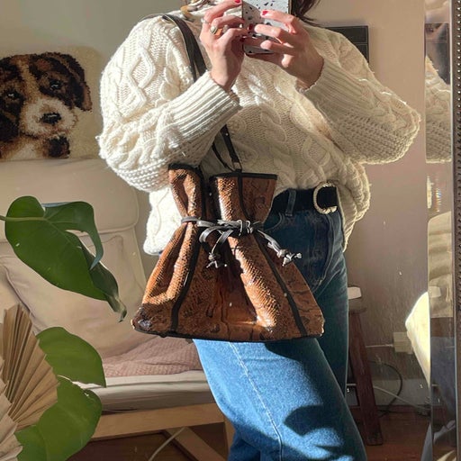 Leather bucket bag