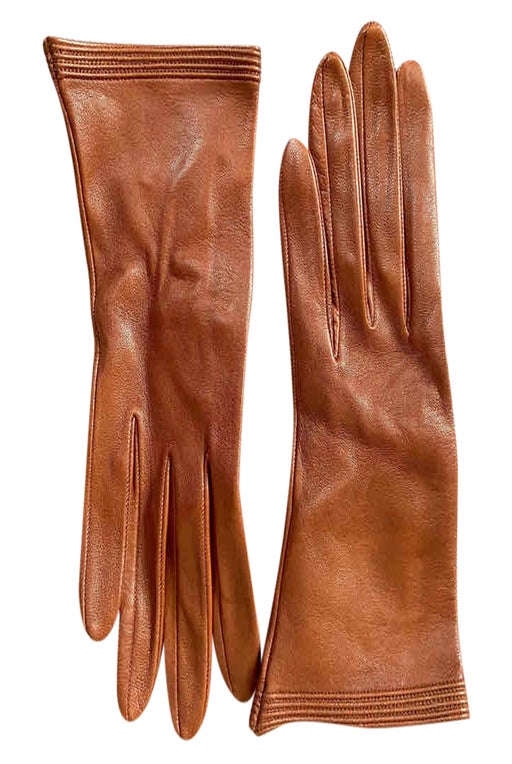 Brown leather gloves