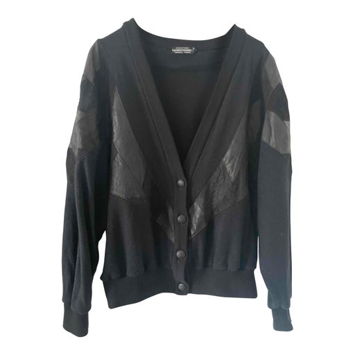 Cardigan with leather details