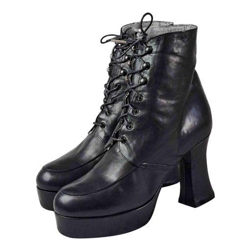 80's leather ankle boots