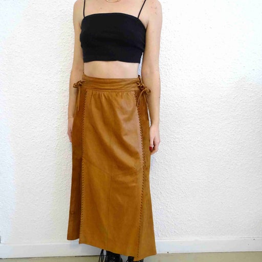 Leather and suede skirt