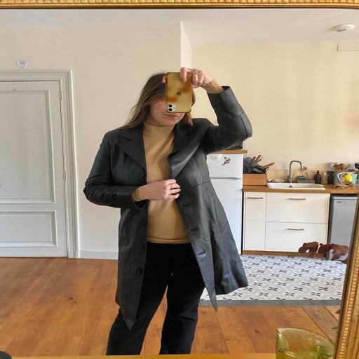 Leather trench coat