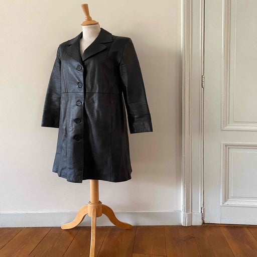 Leather trench coat