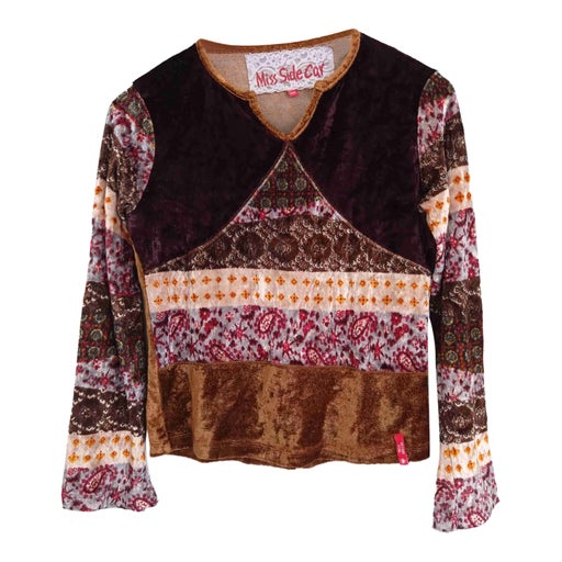 Patterned velvet top.