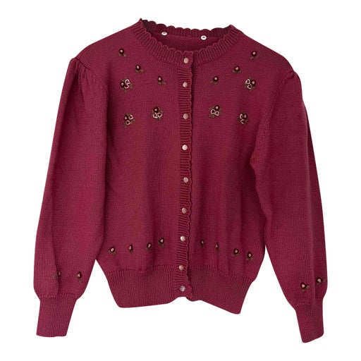 Embroidered wool cardigan