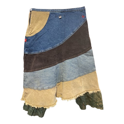Denim patchwork skirt