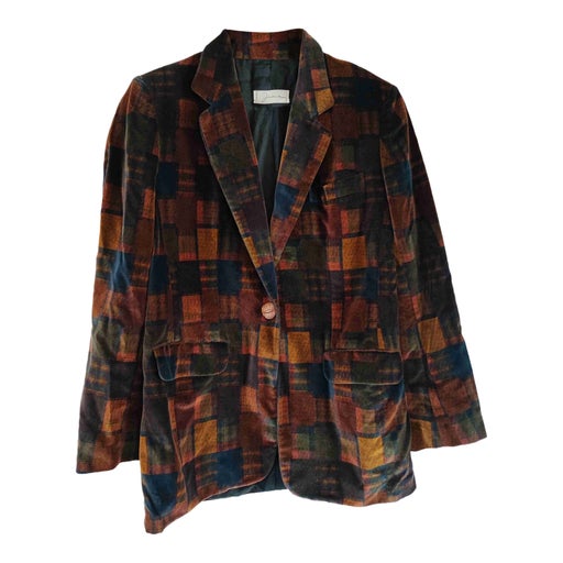 Checked velvet blazer
