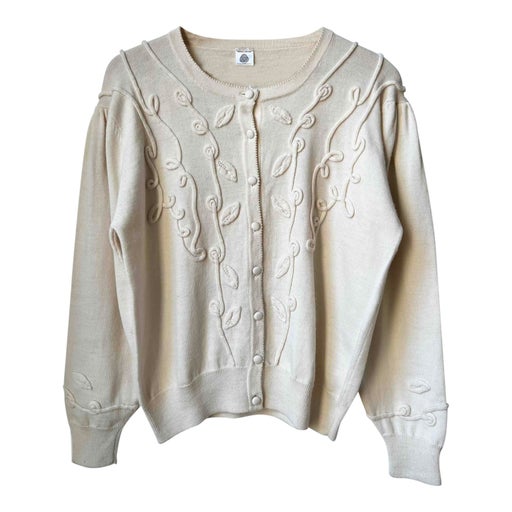 Embroidered wool cardigan