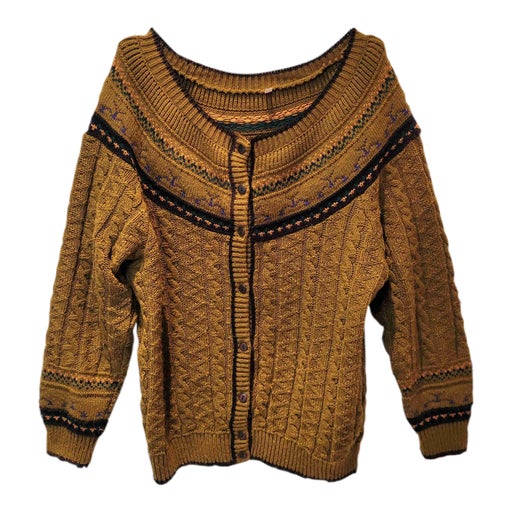 Cable-knit jacquard cardigan