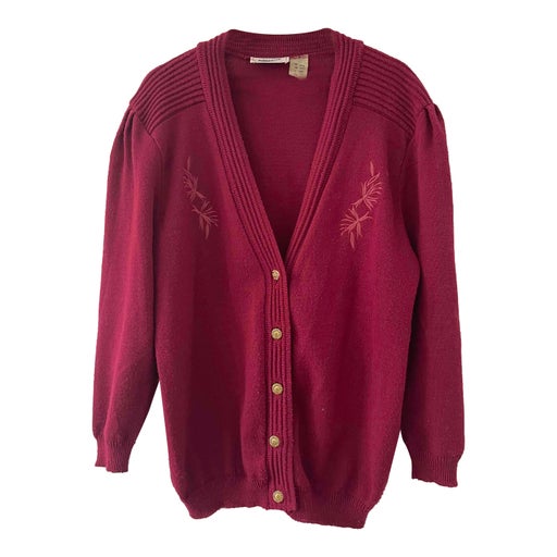 Embroidered wool cardigan