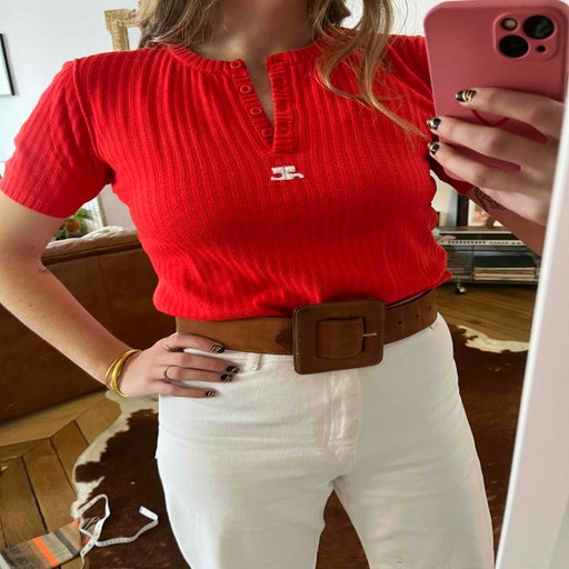 Tee-shirt côtelé Courrèges