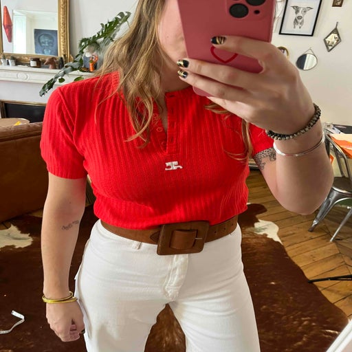 Tee-shirt côtelé Courrèges
