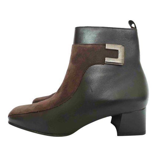 Leather and suede ankle boots