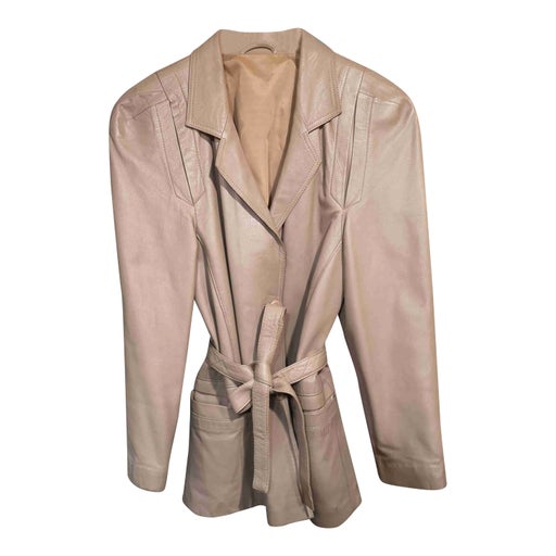 Veste en cuir ceinturée