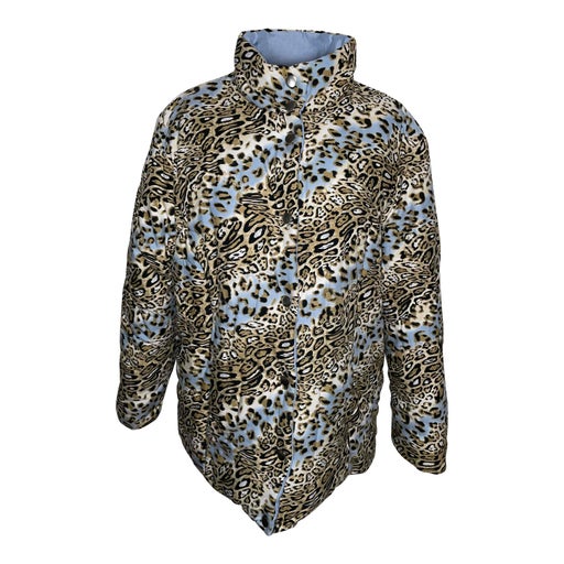Reversible leopard puffer jacket