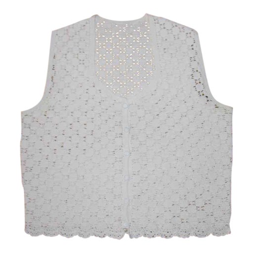 White Crochet Knitted Sleeveless Crop Top An