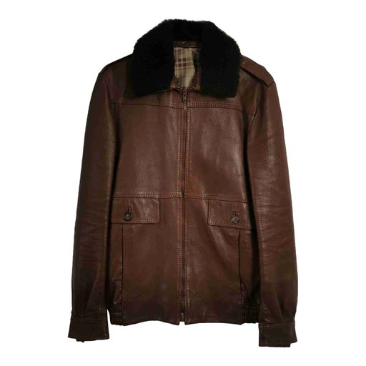 Leather bomber jacket