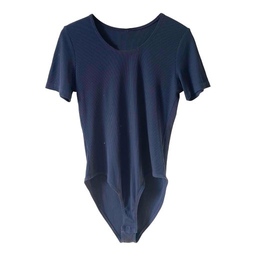 Ma Blue Short Sleeve Ribbed Bodysuit