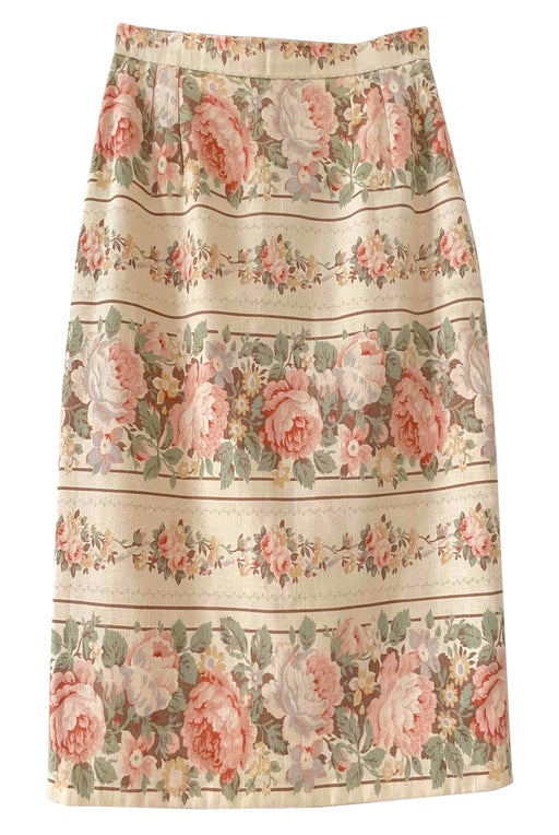 Linen floral skirt