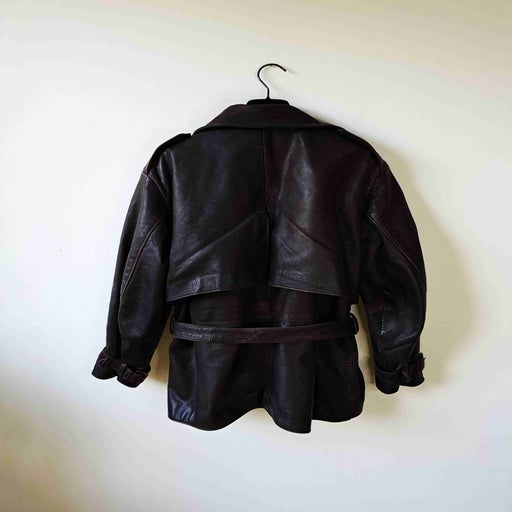 Short leather trench coat
