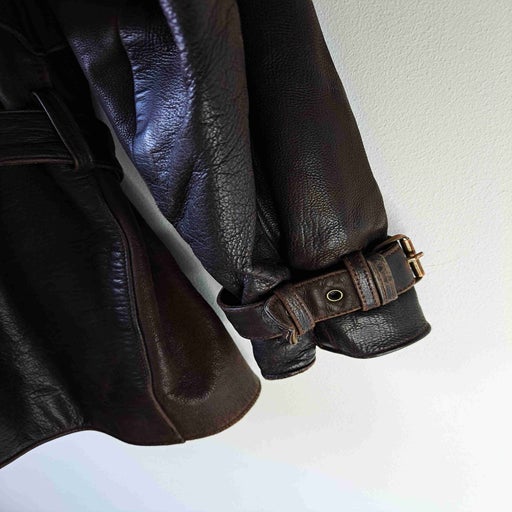 Short leather trench coat
