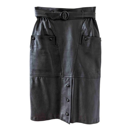 Belted leather skirt