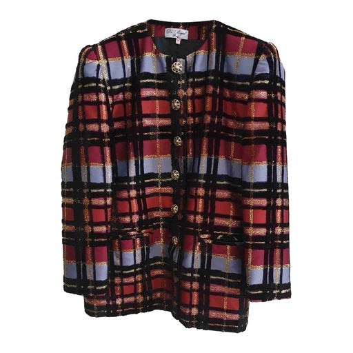 Checked long jacket