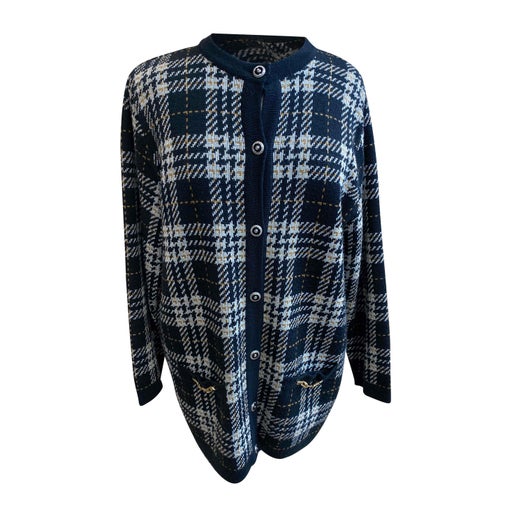 Cardigan long à carreaux