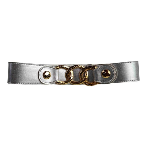 Belt with hammered golden buckle