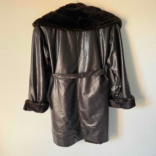Faux leather trench coat