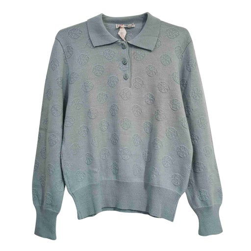 Patterned wool polo shirt