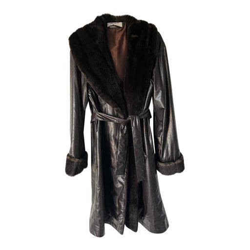 Faux leather trench coat