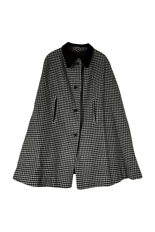 Wool gingham cape