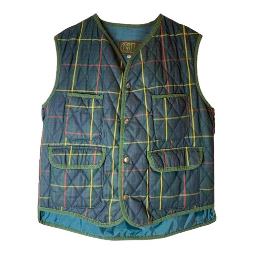 Tartan sleeveless cardigan