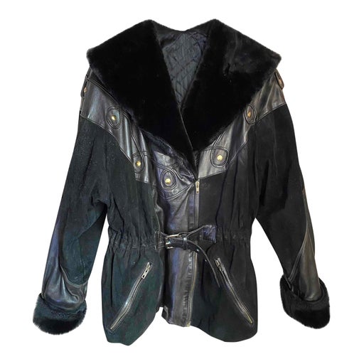 Leather and fur coat
