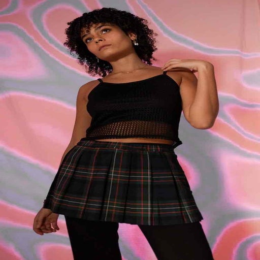 Tartan pleated mini skirt
