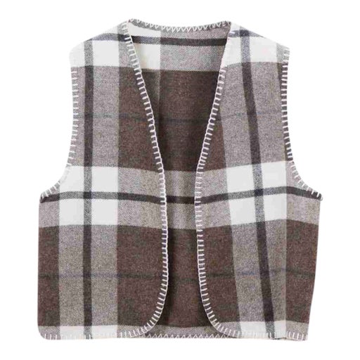 Gilet sans manche à carreaux