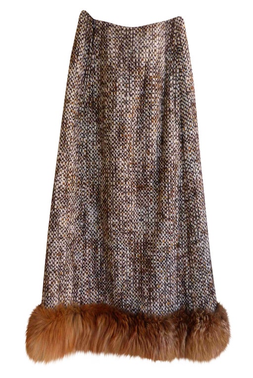 Tweed and fur skirt
