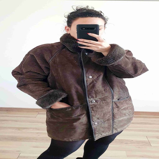 Manteau croute de online cuir femme